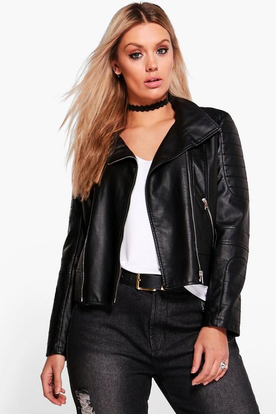 Plus Lily Biker Collar Faux leather Jacket